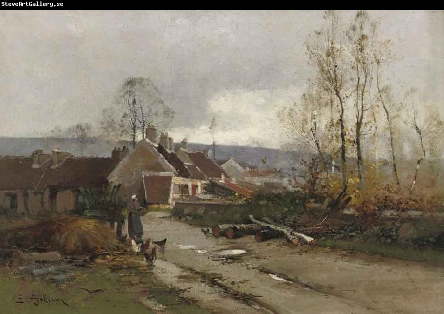 Eugene Galien-Laloue Feeding the chickens